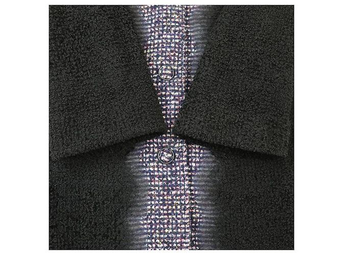 Timeless Abrigo largo Chanel P52273 de tweed, cachemira, seda y lana Negro Multicolor - vista 4