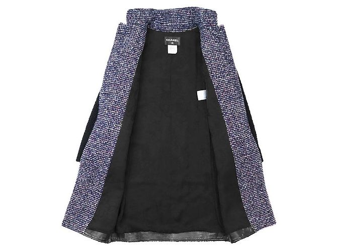 Timeless Abrigo largo Chanel P52273 de tweed, cachemira, seda y lana Negro Multicolor - vista 9