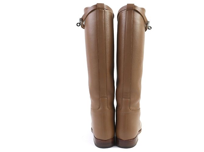 Hermès Botas Hermes Jumping Kelly Buckle de Cuero Castaño - vista 6