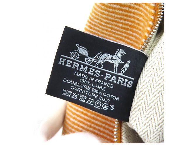 Hermès Hermes Bride a Black PM Kare H logo Wool Handbag Arancione - vista 12