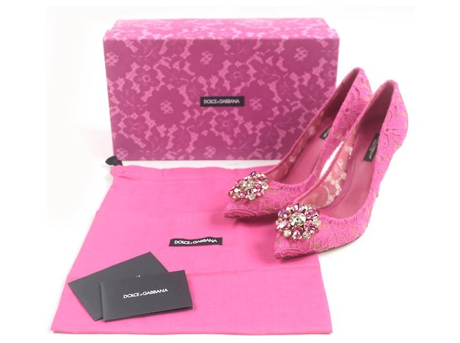 Dolce & Gabbana Taormina Spitze Kristall Pumps von Dolce&Gabbana Pink - Ansicht 2