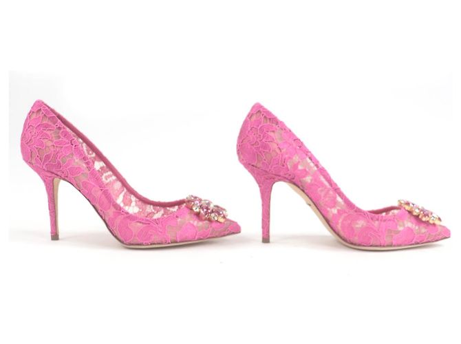Dolce & Gabbana Taormina Spitze Kristall Pumps von Dolce&Gabbana Pink - Ansicht 4
