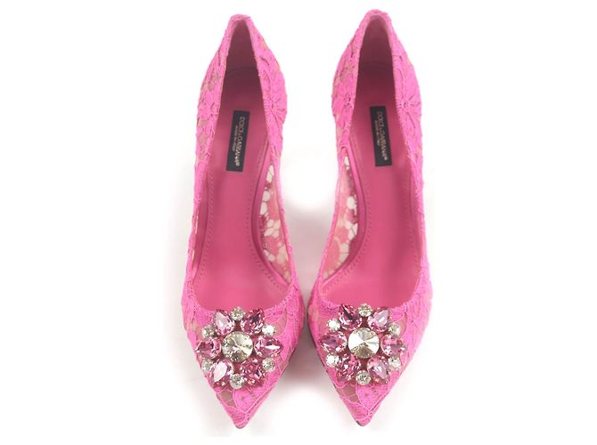 Dolce & Gabbana Taormina Spitze Kristall Pumps von Dolce&Gabbana Pink - Ansicht 5