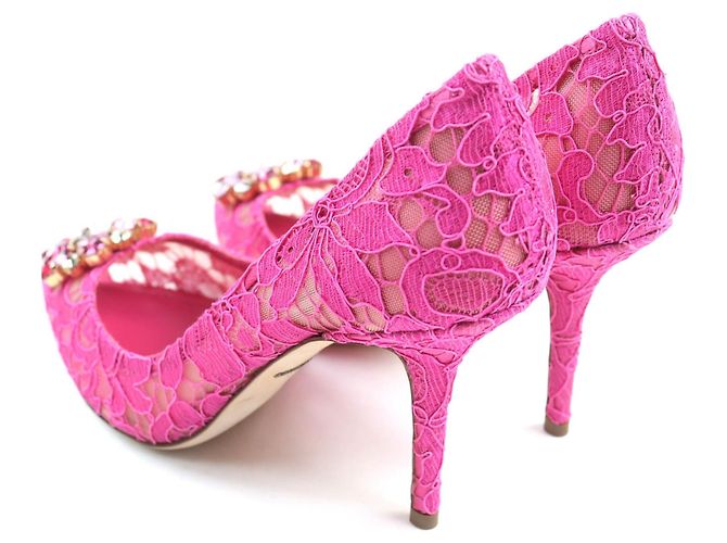 Dolce & Gabbana Taormina Spitze Kristall Pumps von Dolce&Gabbana Pink - Ansicht 8