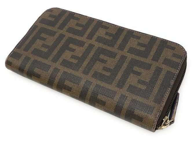 Fendi Zucca PVC Canvas Long Wallet Purple Khaki Dark brown - view 2