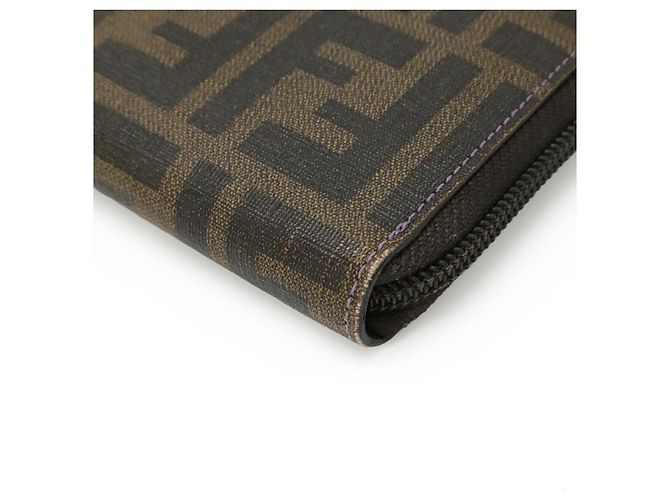 Fendi Zucca PVC Canvas Long Wallet Purple Khaki Dark brown - view 3