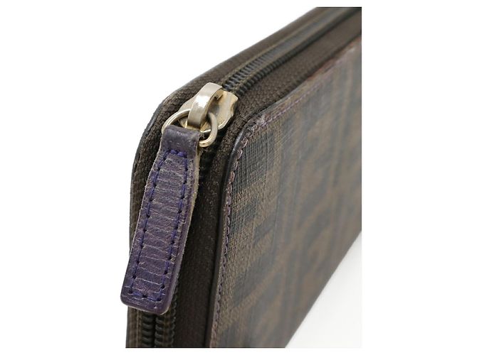 Fendi Zucca PVC Canvas Long Wallet Purple Khaki Dark brown - view 4