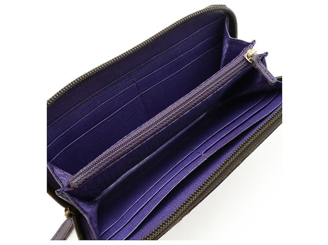 Fendi Zucca PVC Canvas Long Wallet Purple Khaki Dark brown - view 5