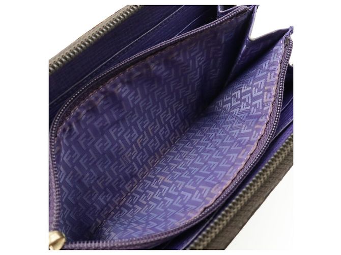 Fendi Zucca PVC Canvas Long Wallet Purple Khaki Dark brown - view 6