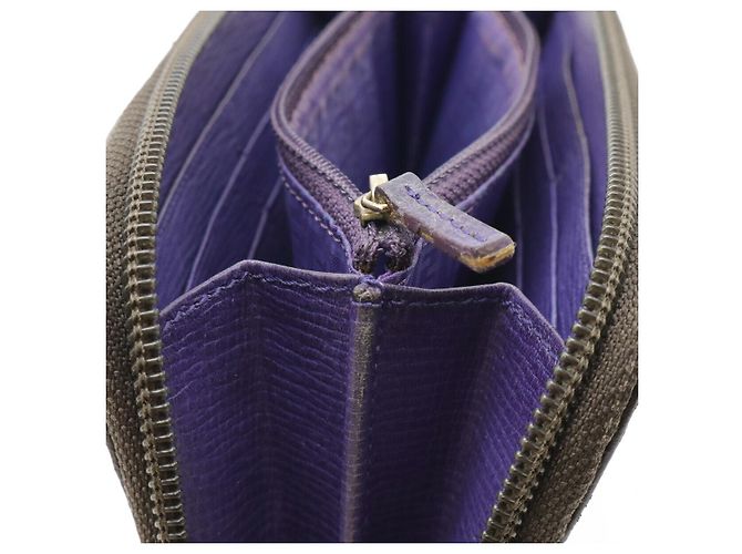 Fendi Zucca PVC Canvas Long Wallet Purple Khaki Dark brown - view 7