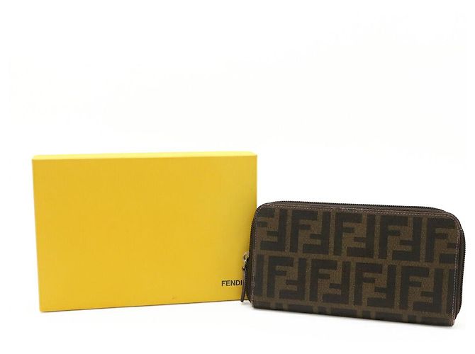 Fendi Zucca PVC Canvas Long Wallet Purple Khaki Dark brown - view 9