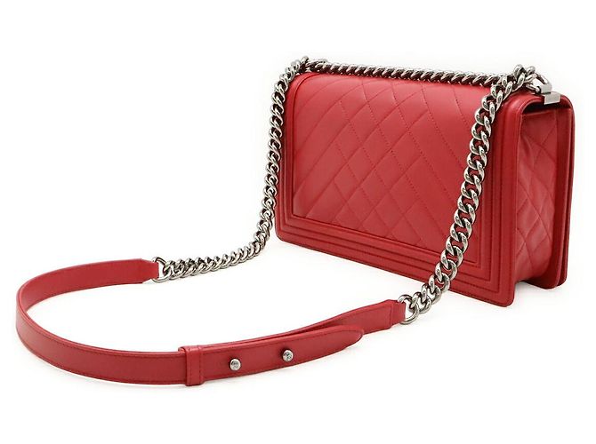 Borsa a tracolla Chanel Boy in agnello Rosa Fuschia - vista 2