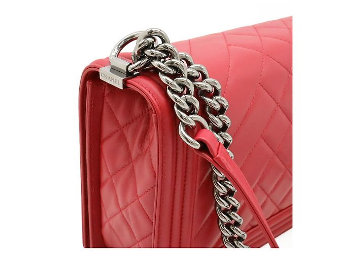 Borsa a tracolla Chanel Boy in agnello Rosa Fuschia - vista 4