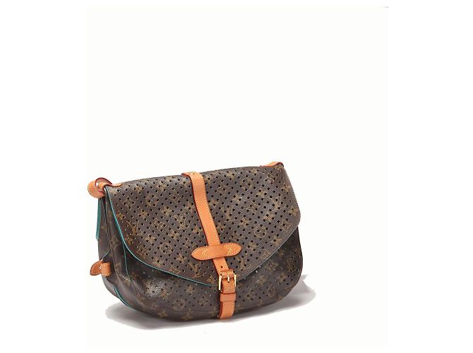 Borsa a tracolla Louis Vuitton Monogram Perforated Saumur 30 Canvas M93998 Marrone - vista 3