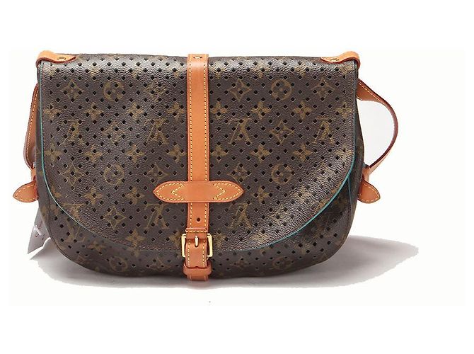 Borsa a tracolla Louis Vuitton Monogram Perforated Saumur 30 Canvas M93998 Marrone - vista 5