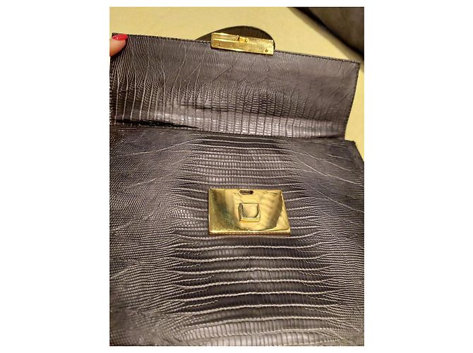 Autre Marque Coccinelle Borsa in pelle goffrata blu scuro - vista 4