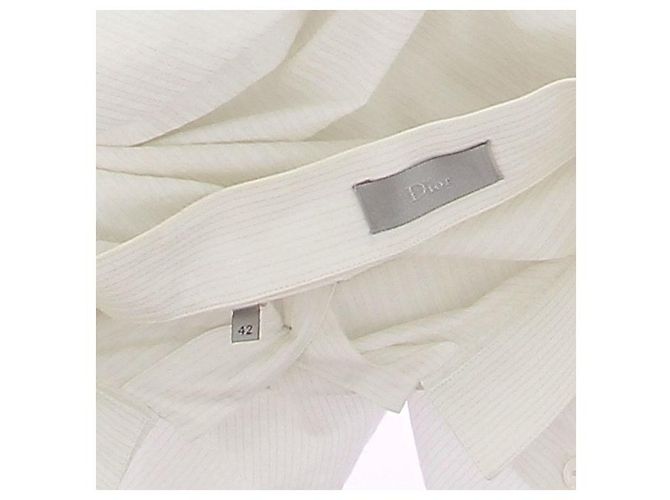 Camicia Dior bianca a sottili righe in cotone Bianco - vista 7