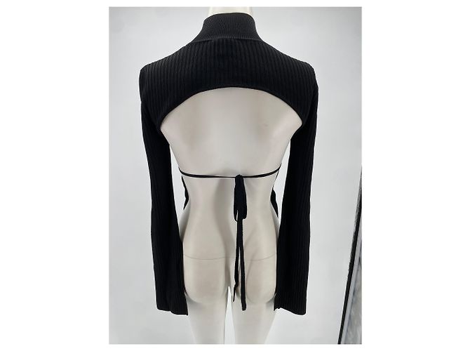 Autre Marque Top de manga larga con espalda descubierta Negro - vista 2