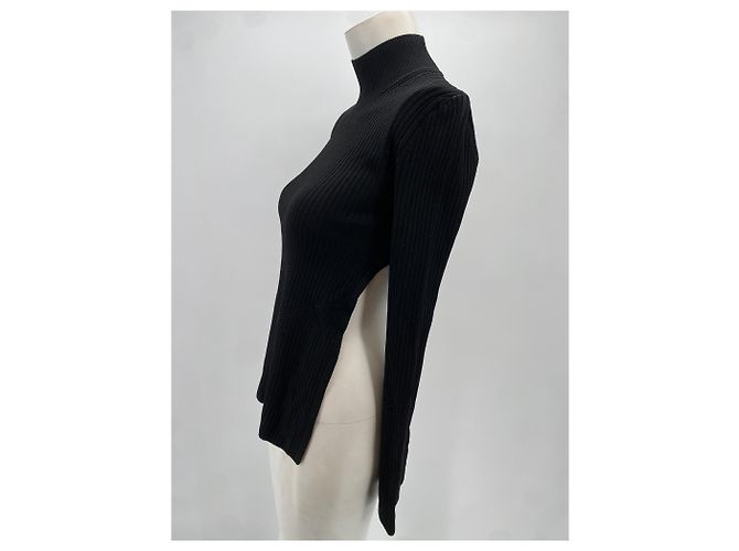 Autre Marque Top de manga larga con espalda descubierta Negro - vista 4
