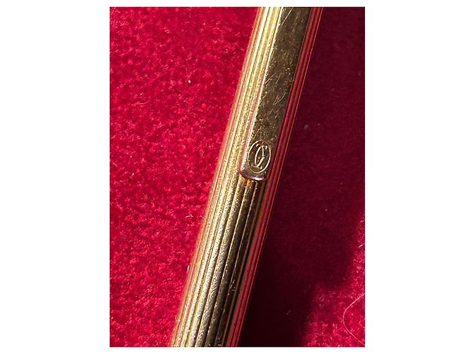 Cartier Santos Gordon vergoldeter Kugelschreiber Blau Golden Grau Dunkelblau - Ansicht 3