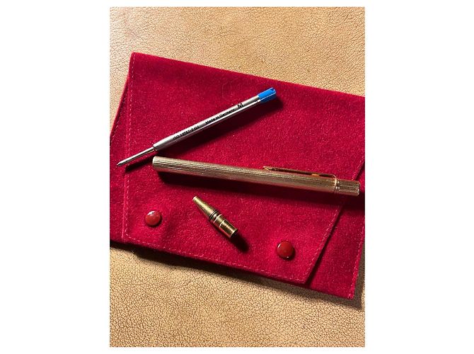 Cartier Santos Gordon vergoldeter Kugelschreiber Blau Golden Grau Dunkelblau - Ansicht 6
