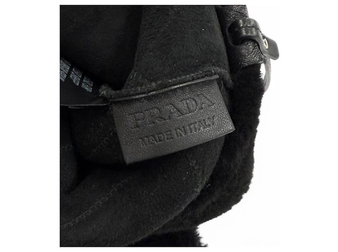 Prada Shearling Fell Schultertasche Schwarz - Ansicht 12