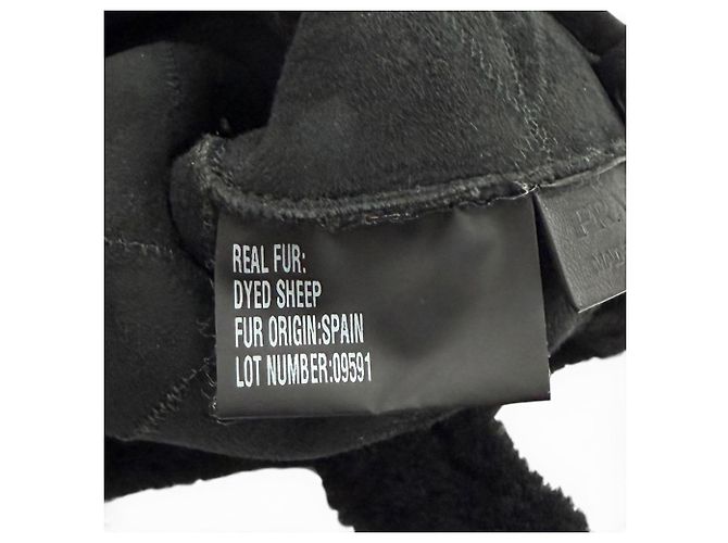 Prada Shearling Fell Schultertasche Schwarz - Ansicht 13