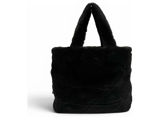 Prada Shearling Fell Schultertasche Schwarz - Ansicht 3