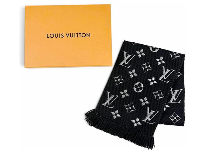 Sciarpa in lana e seta nera Louis Vuitton Nero - vista 2