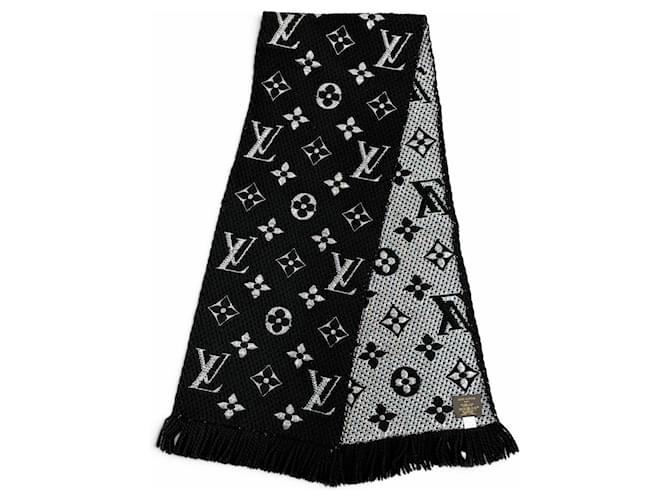 Sciarpa in lana e seta nera Louis Vuitton Nero - vista 3