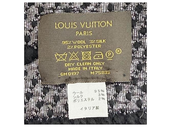 Sciarpa in lana e seta nera Louis Vuitton Nero - vista 7