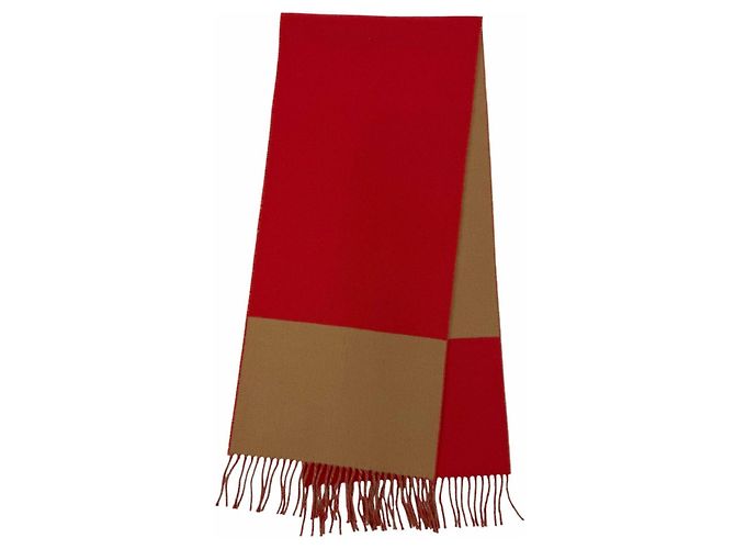 Hermès Stola bicolore in cashmere Hermes Marrone Rosso - vista 3