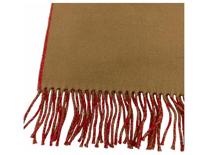 Hermès Stola bicolore in cashmere Hermes Marrone Rosso - vista 6