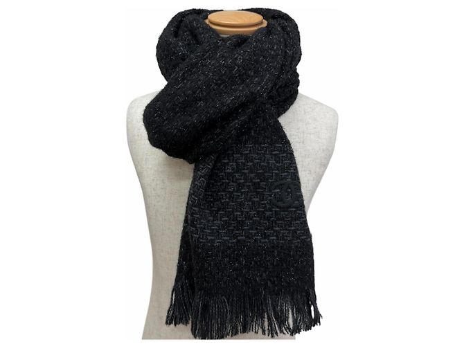 Sciarpa in cashmere nero e azzurro Chanel Blu chiaro - vista 2