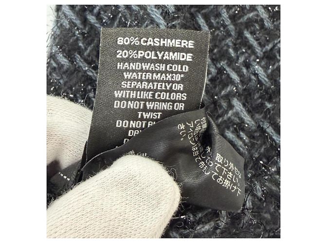 Sciarpa in cashmere nero e azzurro Chanel Blu chiaro - vista 9