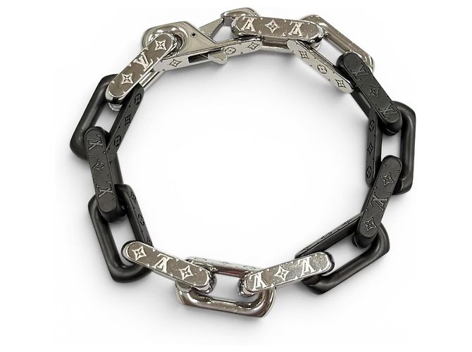 Bracciale a catena Monogram Louis Vuitton Nero Argento - vista 4
