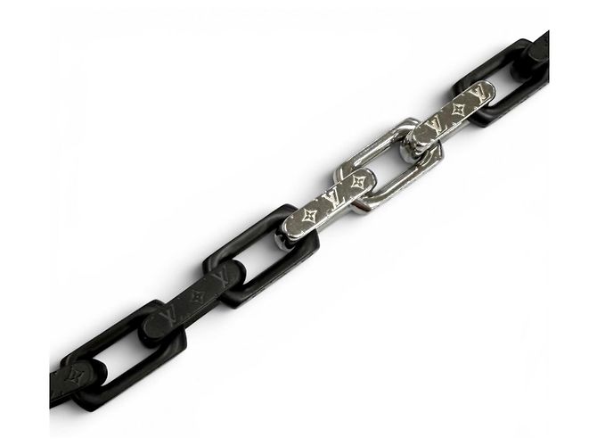 Bracciale a catena Monogram Louis Vuitton Nero Argento - vista 6