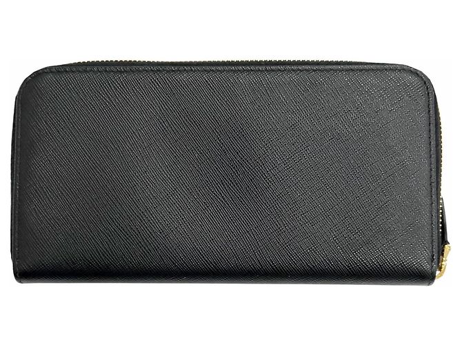 Cartera larga de cuero Saffiano Prada negro - vista 2