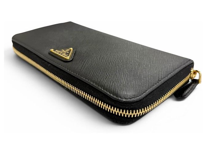 Cartera larga de cuero Saffiano Prada negro - vista 3