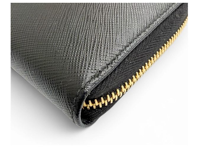 Cartera larga de cuero Saffiano Prada negro - vista 4