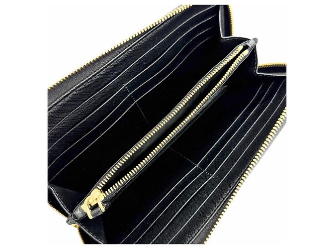 Cartera larga de cuero Saffiano Prada negro - vista 5