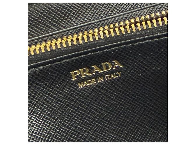 Cartera larga de cuero Saffiano Prada negro - vista 7