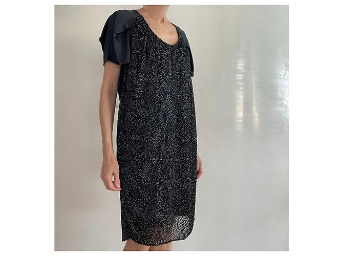 Kenzo Asymmetrisches Kleid Schwarz mit Punkten Aus weiß - Ansicht 11