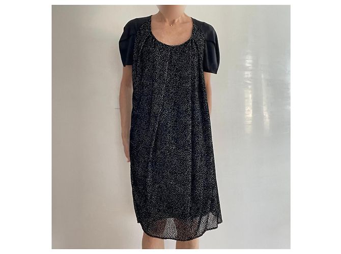 Kenzo Asymmetrisches Kleid Schwarz mit Punkten Aus weiß - Ansicht 12