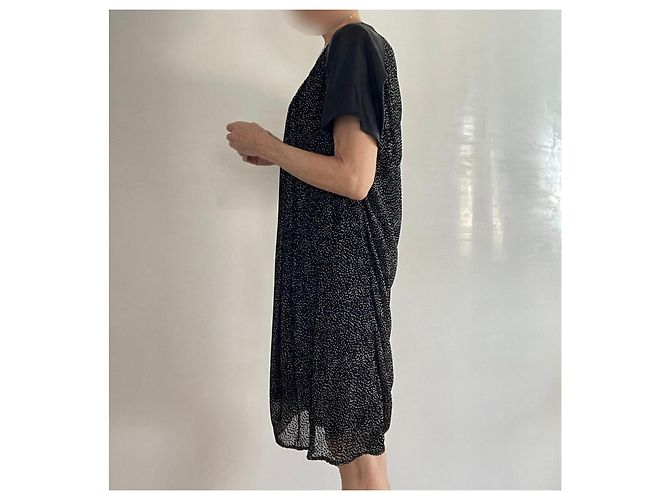 Kenzo Asymmetrisches Kleid Schwarz mit Punkten Aus weiß - Ansicht 13