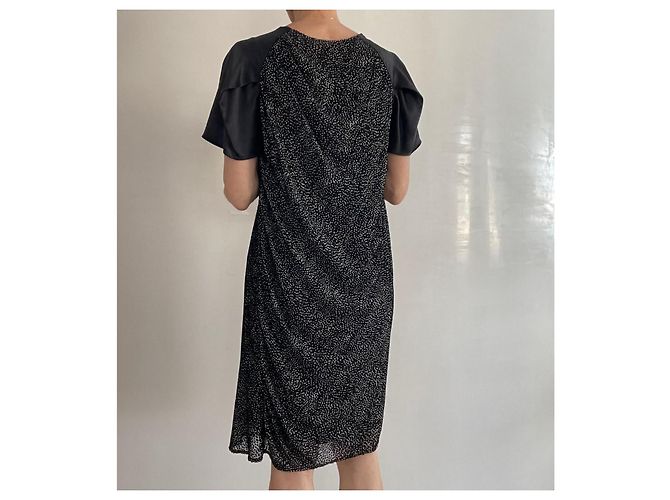 Kenzo Asymmetrisches Kleid Schwarz mit Punkten Aus weiß - Ansicht 14
