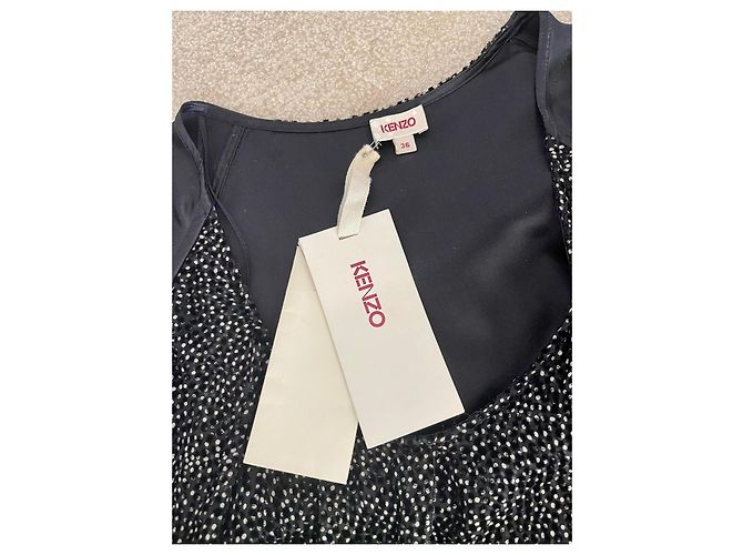 Kenzo Asymmetrisches Kleid Schwarz mit Punkten Aus weiß - Ansicht 3