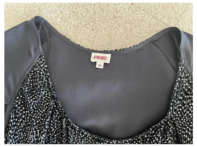 Kenzo Asymmetrisches Kleid Schwarz mit Punkten Aus weiß - Ansicht 4