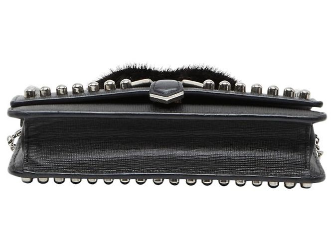 Borsa a tracolla con catena per portafoglio borchiata Fendi Karlito Nero Multicolore - vista 3