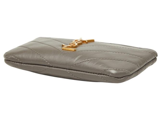 Cartera Saint Laurent de cuero gris con V-Stitch Castaño - vista 4